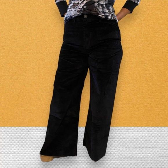 ZARA Pitch Black Corduroy Pants Jeans - Picture 5 of 14